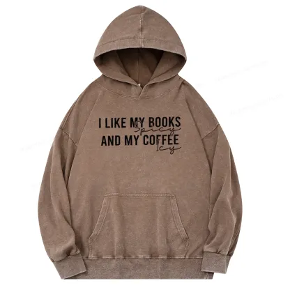 Pagewings I Like My Books And My Coffee Unisex Washed Hoodie