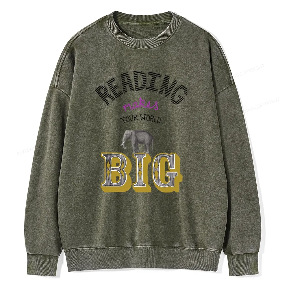Pagewings Read Makes Your World Big Unisex Washed Sweatshirt