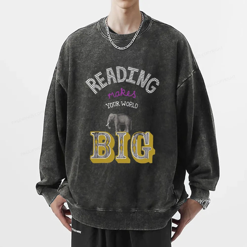 Pagewings Read Makes Your World Big Unisex Washed Sweatshirt