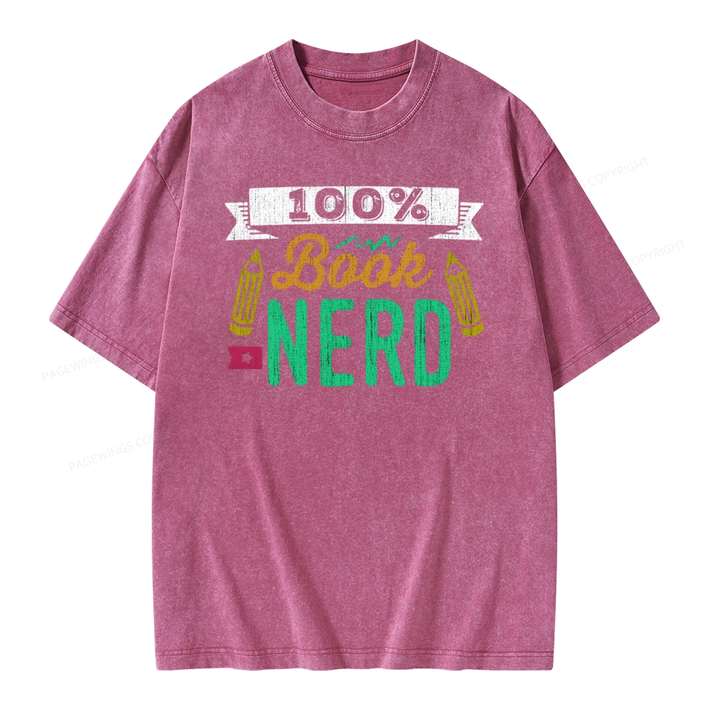 Pagewings 100% Book Nerd Unisex Washed T-shirt