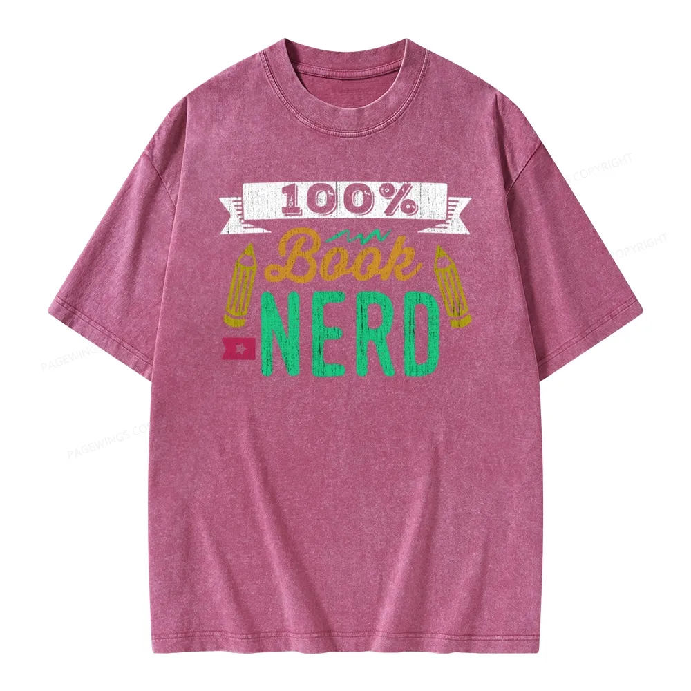 Pagewings 100% Book Nerd Unisex Washed T-shirt