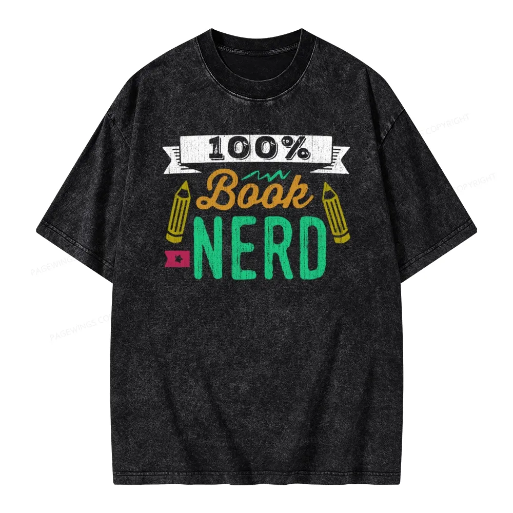 Pagewings 100% Book Nerd Unisex Washed T-shirt