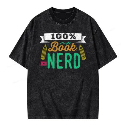 Pagewings 100% Book Nerd Unisex Washed T-shirt