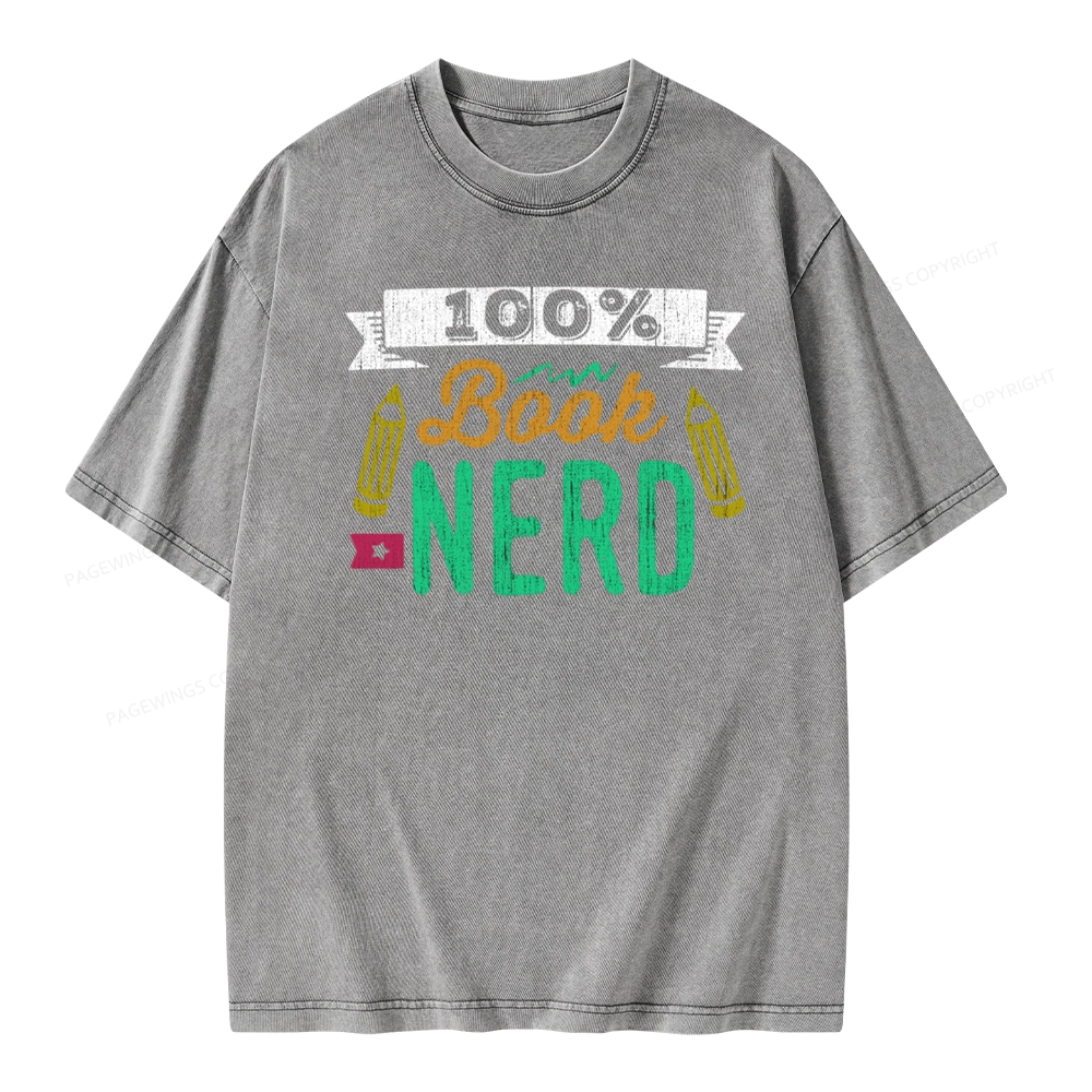 Pagewings 100% Book Nerd Unisex Washed T-shirt