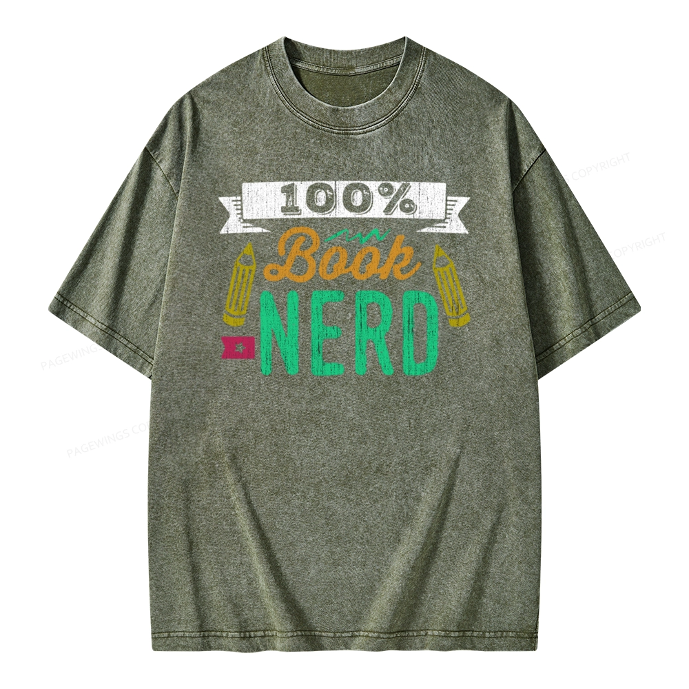 Pagewings 100% Book Nerd Unisex Washed T-shirt