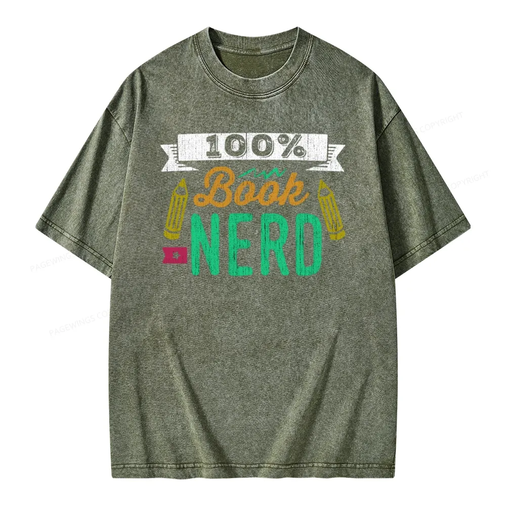 Pagewings 100% Book Nerd Unisex Washed T-shirt