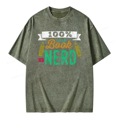 Pagewings 100% Book Nerd Unisex Washed T-shirt