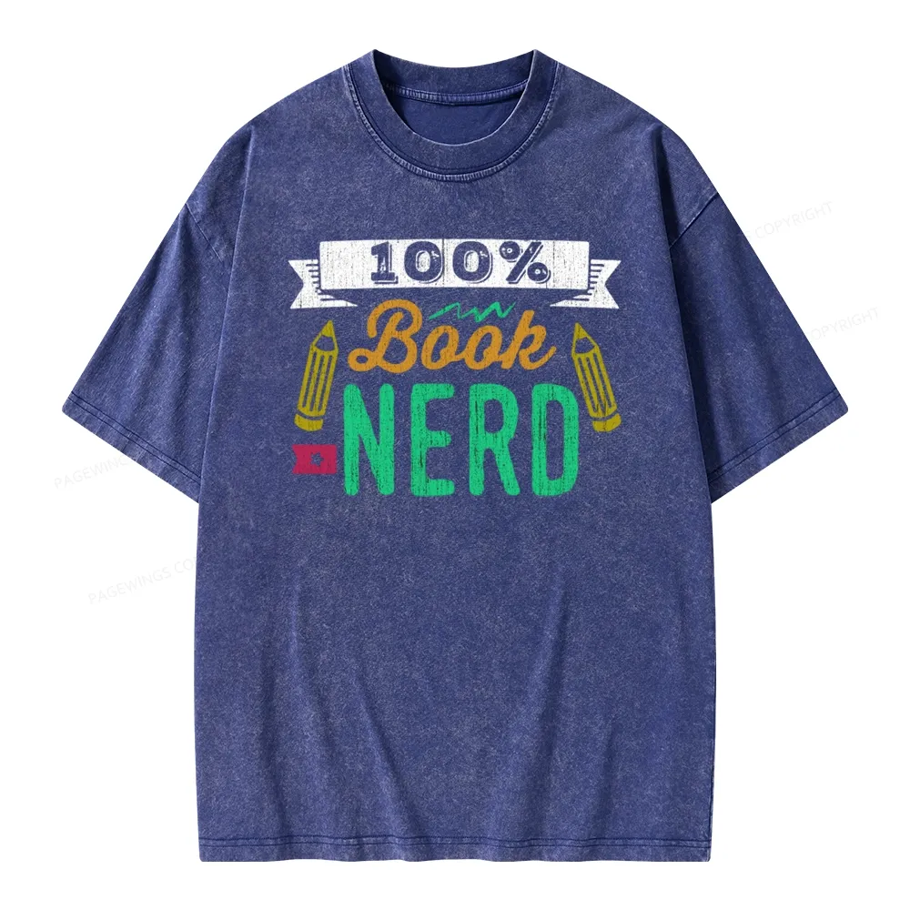 Pagewings 100% Book Nerd Unisex Washed T-shirt