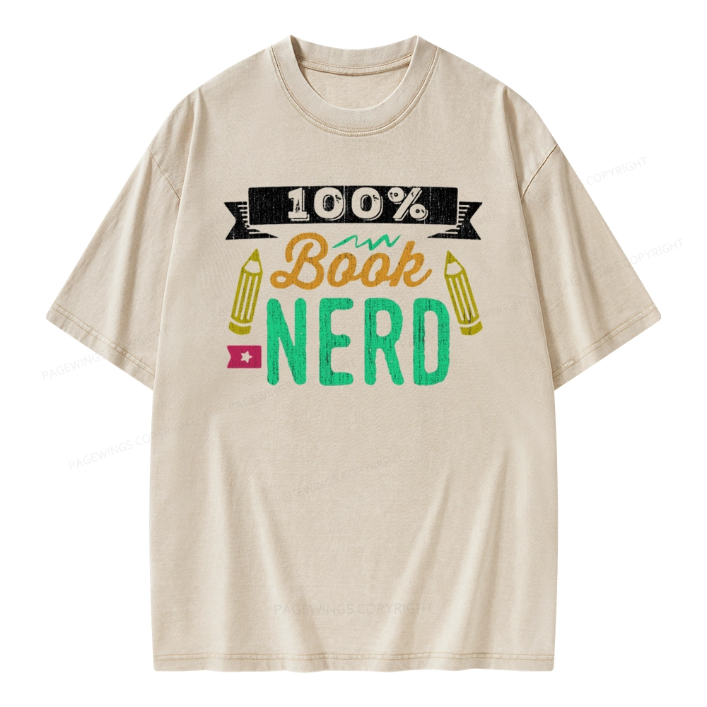 Pagewings 100% Book Nerd Unisex Washed T-shirt