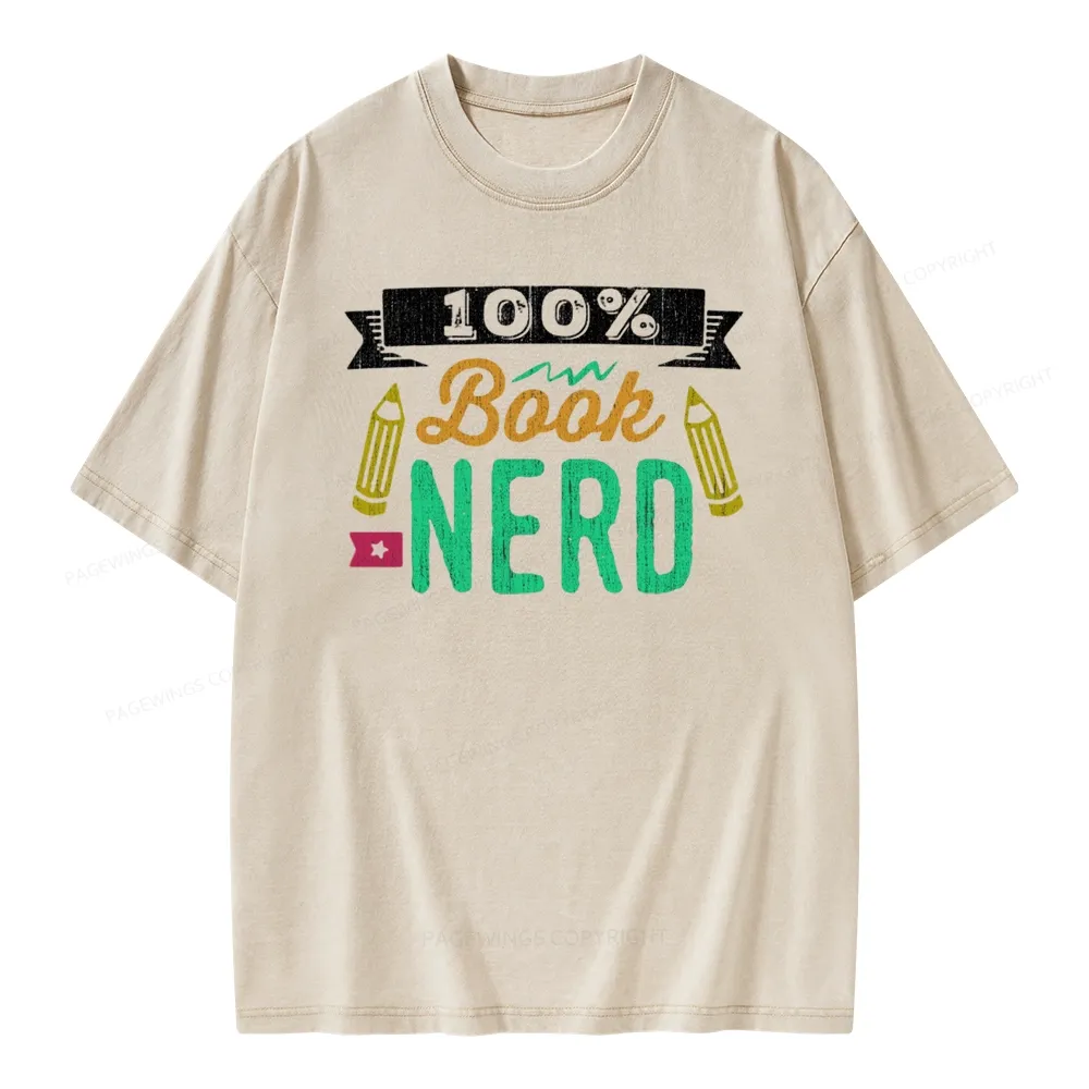 Pagewings 100% Book Nerd Unisex Washed T-shirt