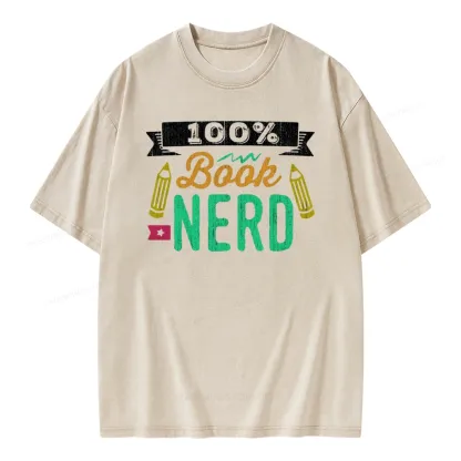 Pagewings 100% Book Nerd Unisex Washed T-shirt