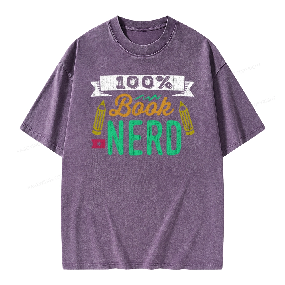 Pagewings 100% Book Nerd Unisex Washed T-shirt