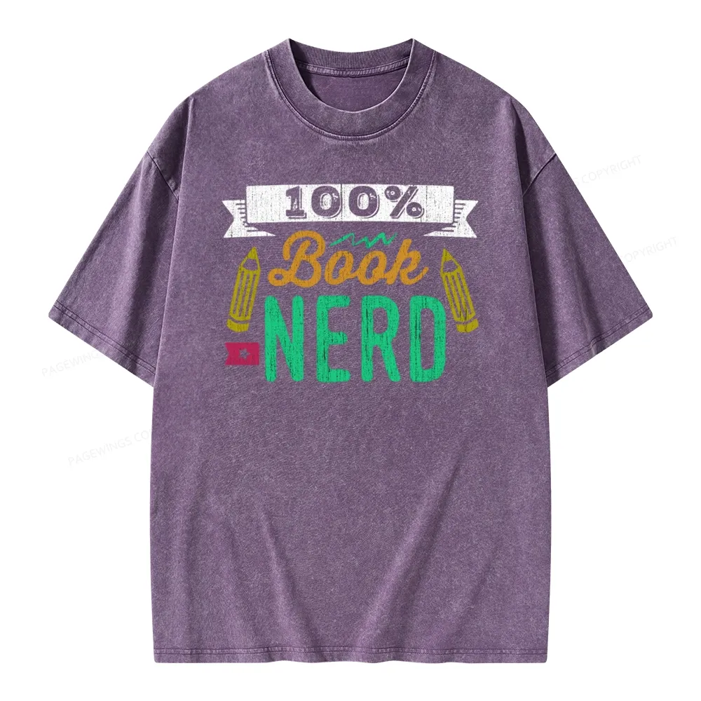 Pagewings 100% Book Nerd Unisex Washed T-shirt