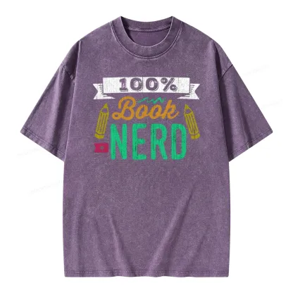 Pagewings 100% Book Nerd Unisex Washed T-shirt