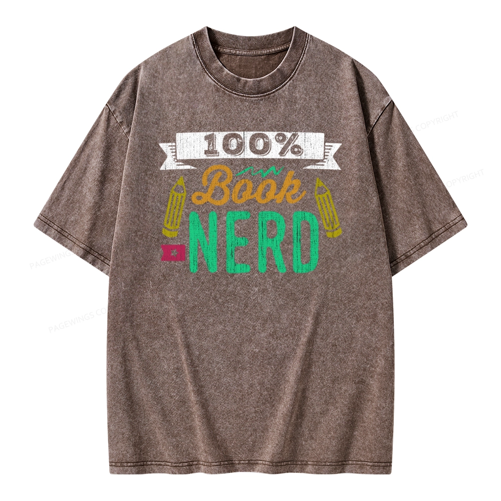 Pagewings 100% Book Nerd Unisex Washed T-shirt