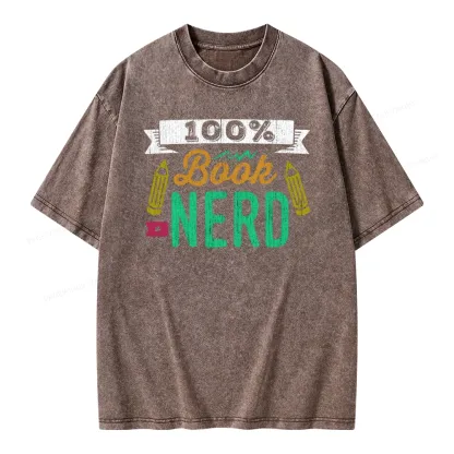 Pagewings 100% Book Nerd Unisex Washed T-shirt
