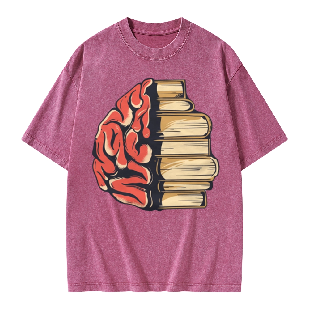 Pagewings Book is Brain Unisex Washed T-shirt