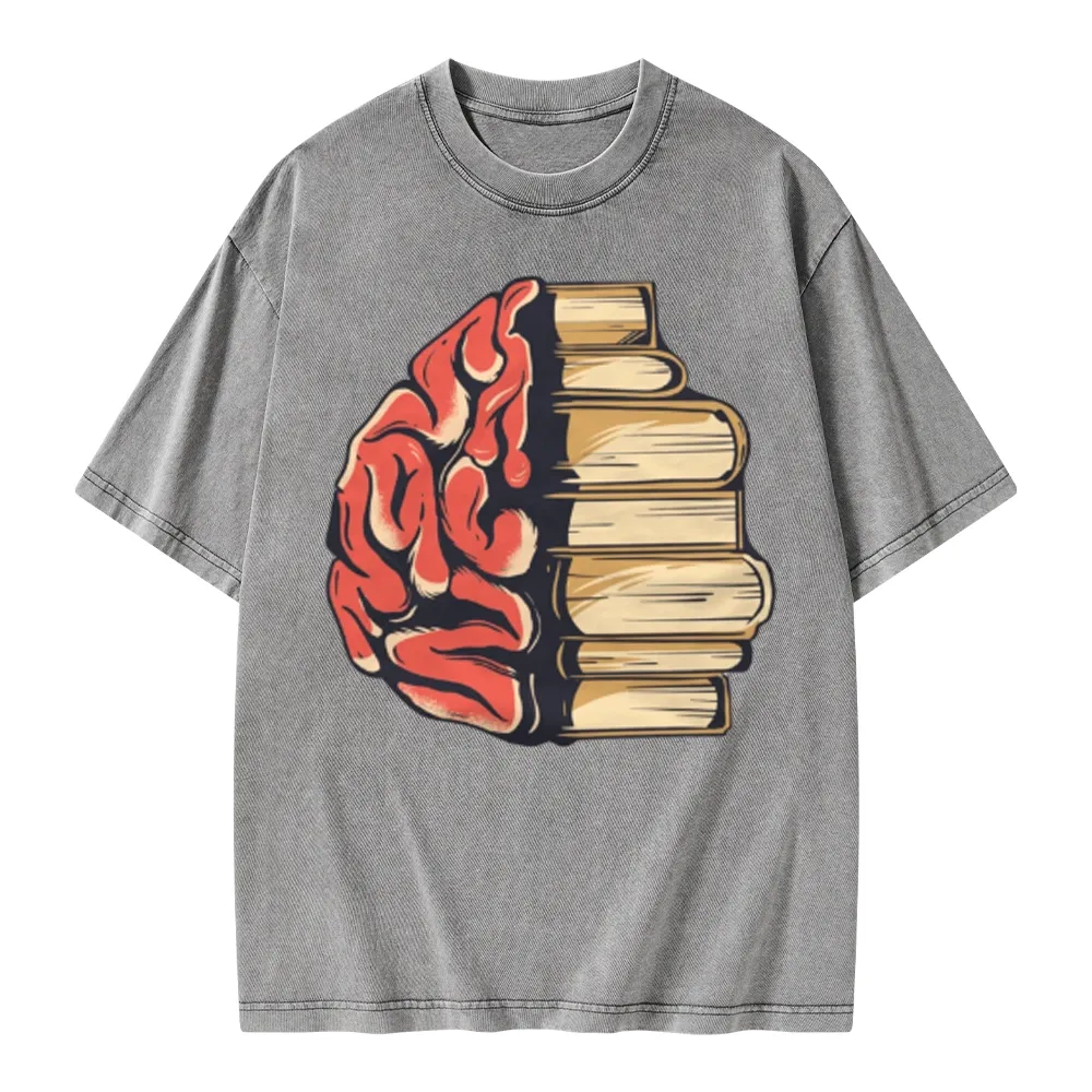 Pagewings Book is Brain Unisex Washed T-shirt