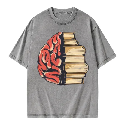 Pagewings Book is Brain Unisex Washed T-shirt