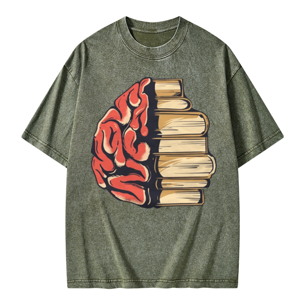 Pagewings Book is Brain Unisex Washed T-shirt