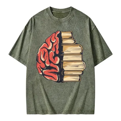 Pagewings Book is Brain Unisex Washed T-shirt