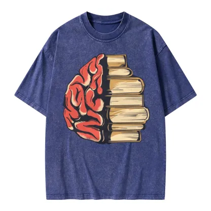 Pagewings Book is Brain Unisex Washed T-shirt
