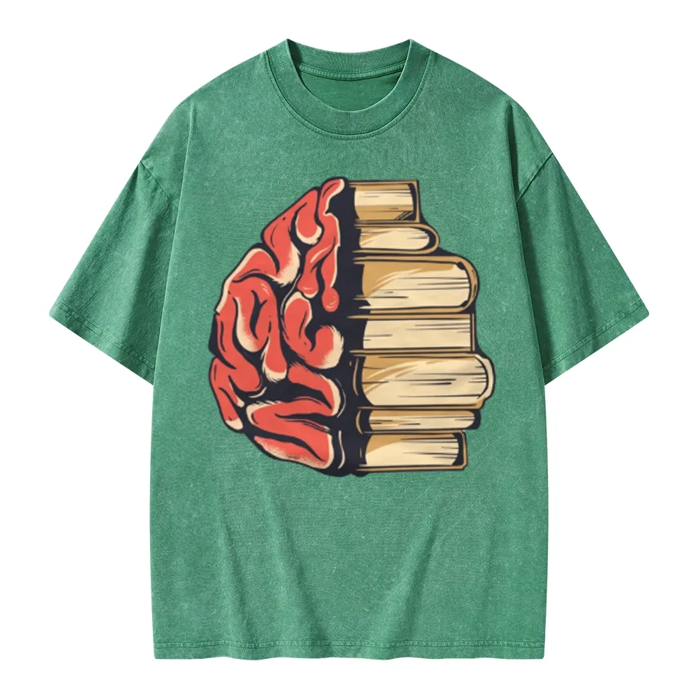 Pagewings Book is Brain Unisex Washed T-shirt
