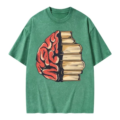 Pagewings Book is Brain Unisex Washed T-shirt