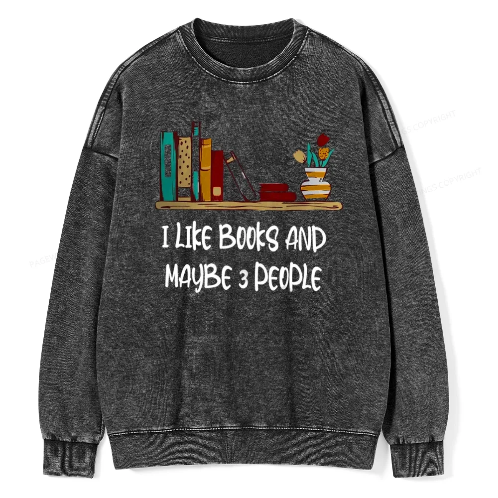 Pagewings  I Like Books World Unisex Washed Sweatshirt