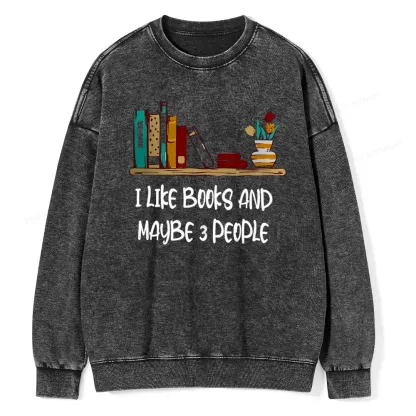 Pagewings  I Like Books World Unisex Washed Sweatshirt