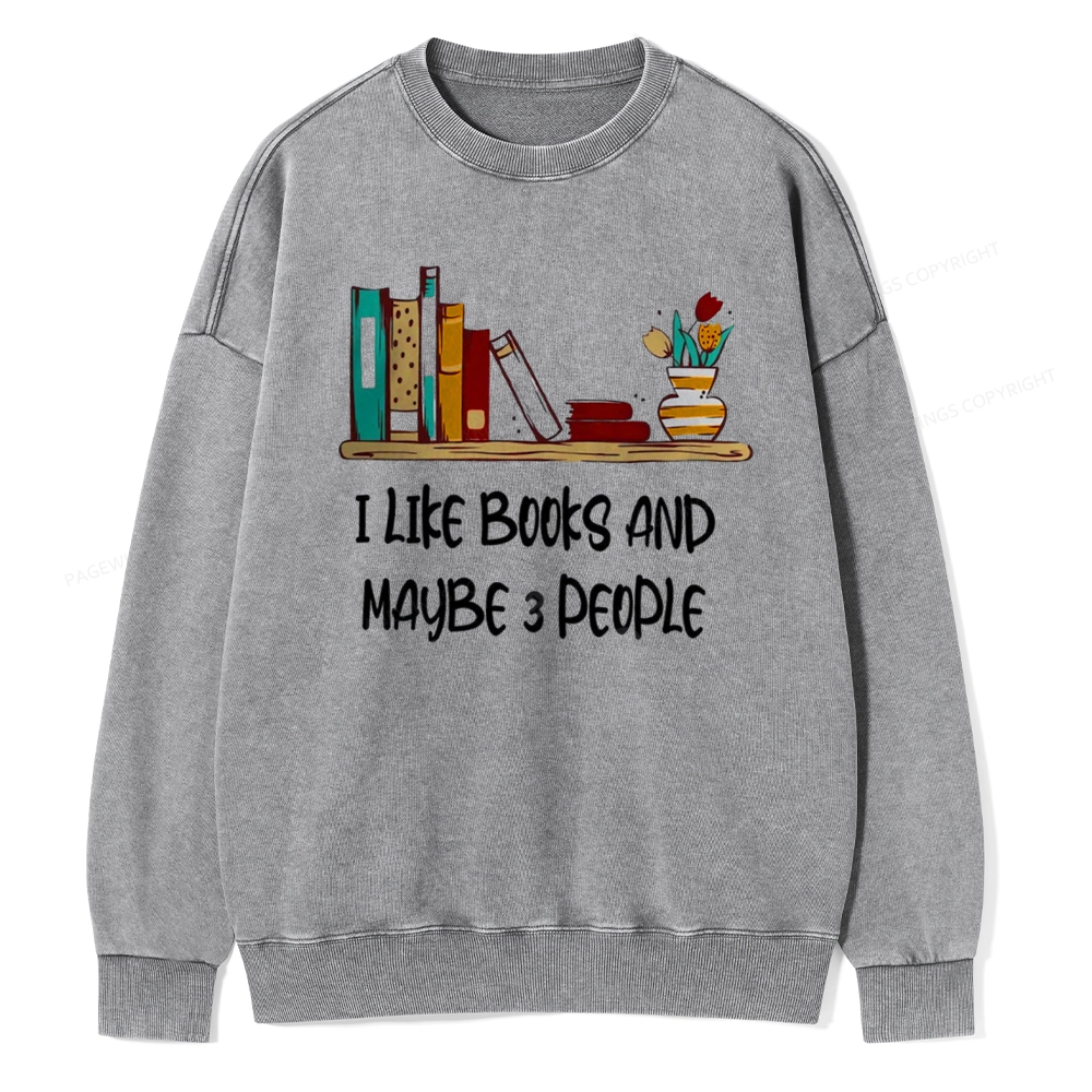 Pagewings  I Like Books World Unisex Washed Sweatshirt