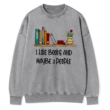 Pagewings  I Like Books World Unisex Washed Sweatshirt