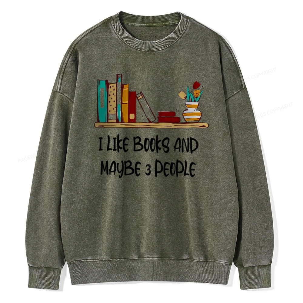 Pagewings  I Like Books World Unisex Washed Sweatshirt