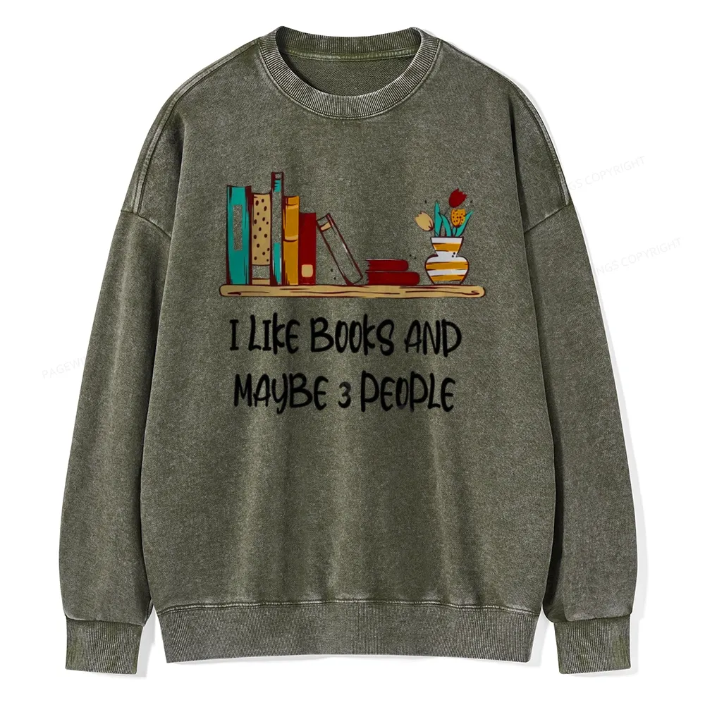 Pagewings  I Like Books World Unisex Washed Sweatshirt