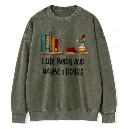 Pagewings  I Like Books World Unisex Washed Sweatshirt