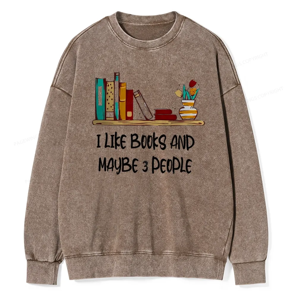 Pagewings  I Like Books World Unisex Washed Sweatshirt