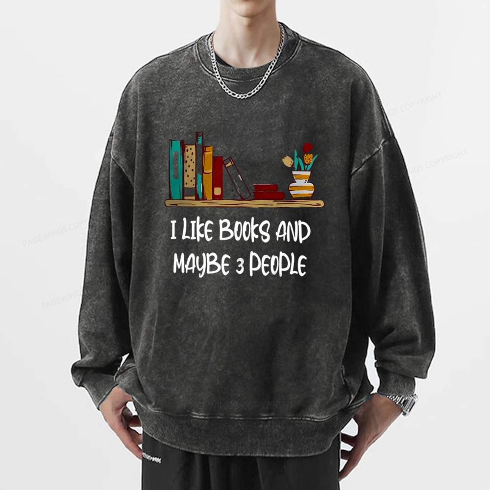 Pagewings  I Like Books World Unisex Washed Sweatshirt