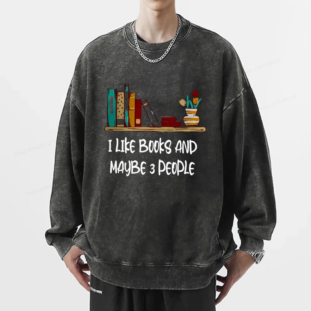 Pagewings  I Like Books World Unisex Washed Sweatshirt