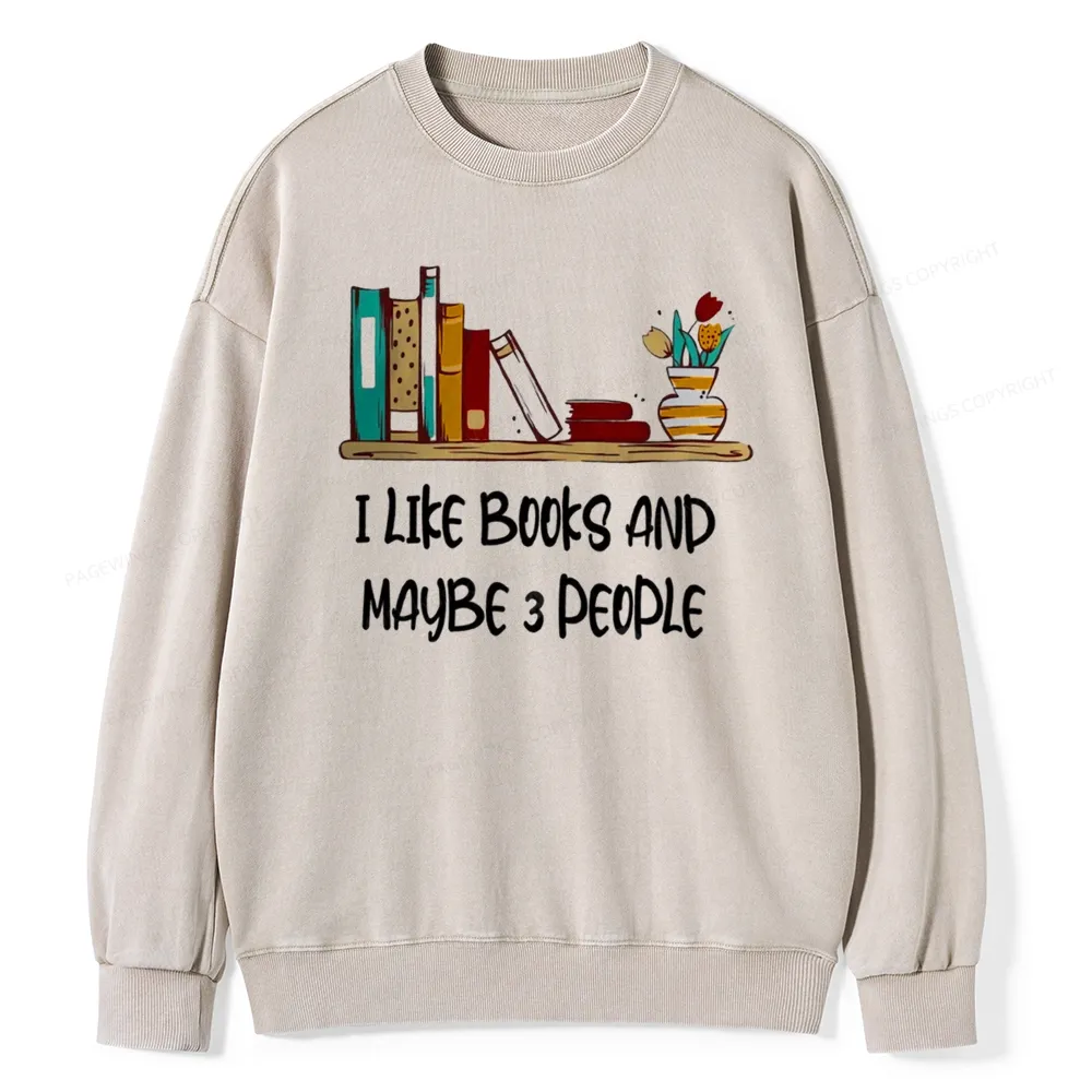 Pagewings  I Like Books World Unisex Washed Sweatshirt