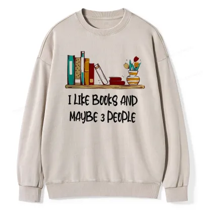 Pagewings  I Like Books World Unisex Washed Sweatshirt