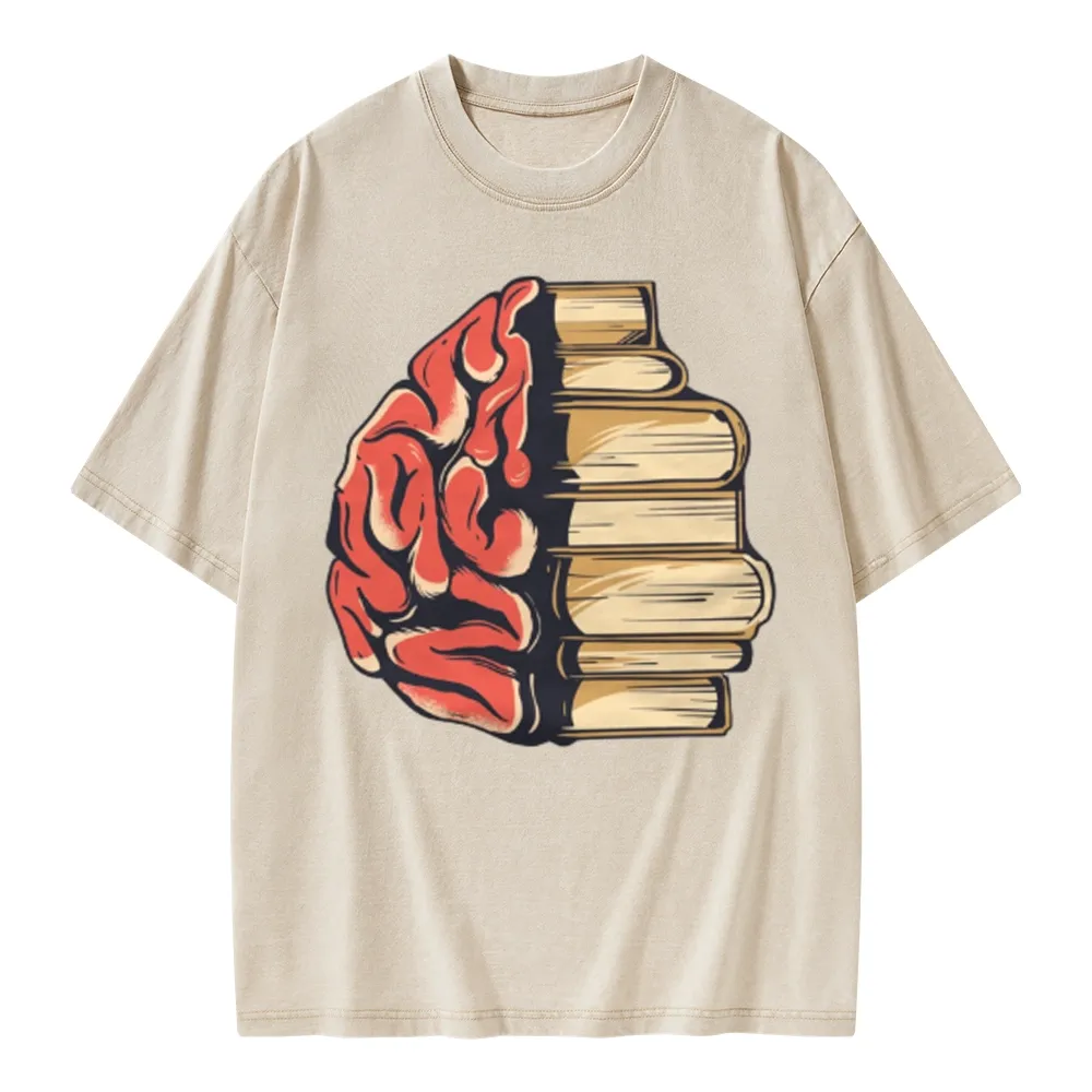 Pagewings Book is Brain Unisex Washed T-shirt