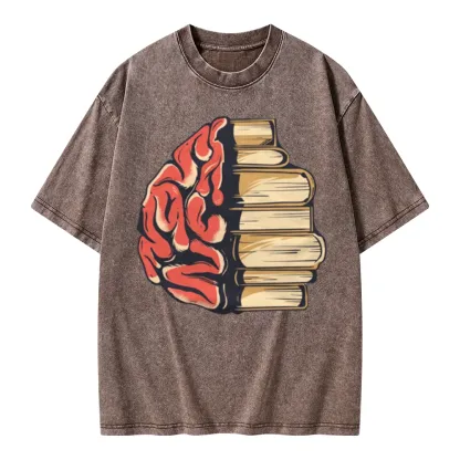 Pagewings Book is Brain Unisex Washed T-shirt