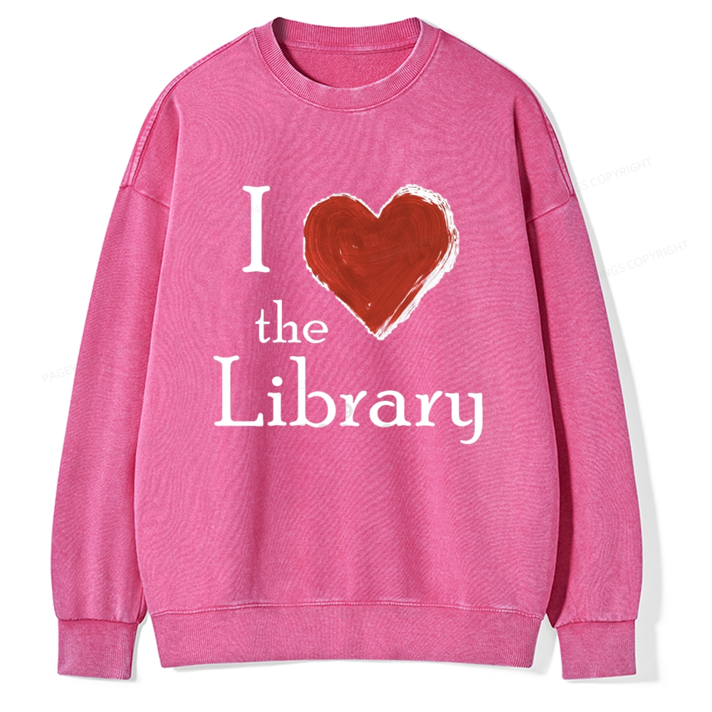 Pagewings I love The Library Unisex Washed Sweatshirt
