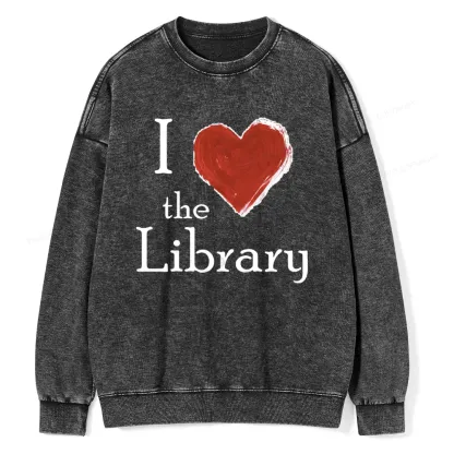 Pagewings I love The Library Unisex Washed Sweatshirt