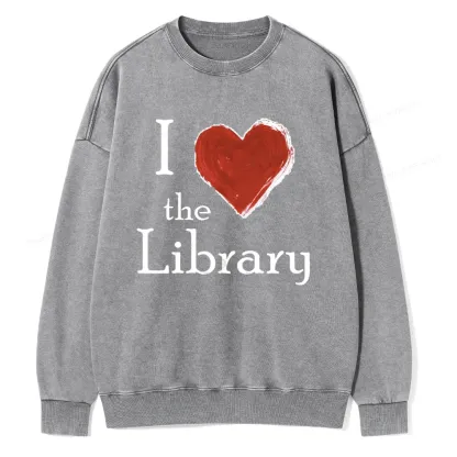 Pagewings I love The Library Unisex Washed Sweatshirt