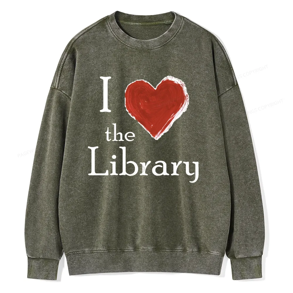 Pagewings I love The Library Unisex Washed Sweatshirt