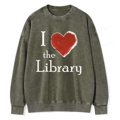 Pagewings I love The Library Unisex Washed Sweatshirt