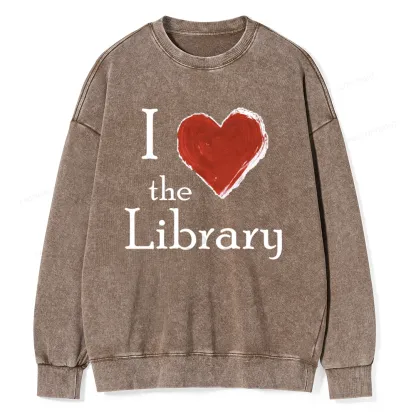Pagewings I love The Library Unisex Washed Sweatshirt