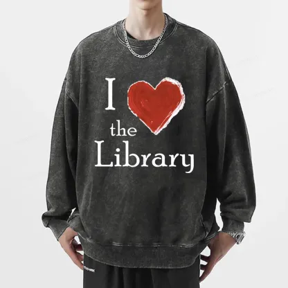 Pagewings I love The Library Unisex Washed Sweatshirt