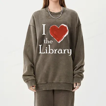 Pagewings I love The Library Unisex Washed Sweatshirt